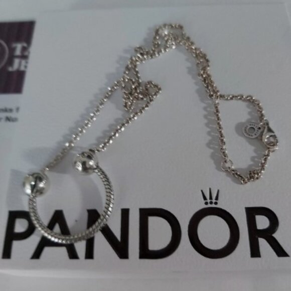 Authentic Pandora Sterling Silver U-shape Charm Pendant Necklace 392747C00-45 - Picture 5 of 16